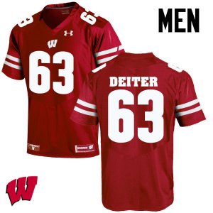Men's Wisconsin Badgers NCAA #63 Michael Deiter Red Authentic Under Armour Stitched College Football Jersey QJ31H38OK